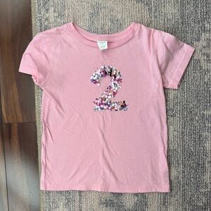 Birthday Pink Sequin Number 2 Kids Tee